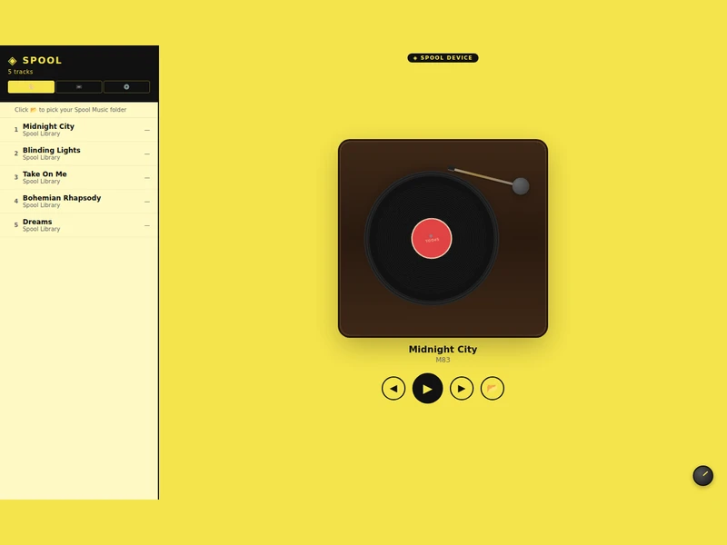 Spool desktop MP3 player interface