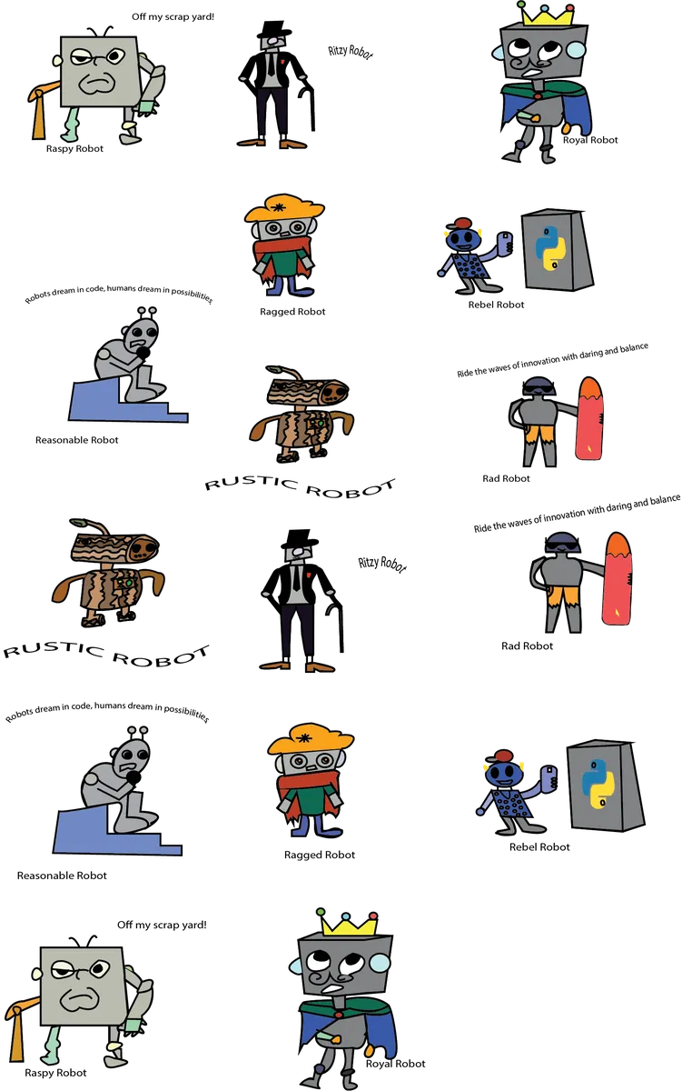 Printed sheet of original character stickers
